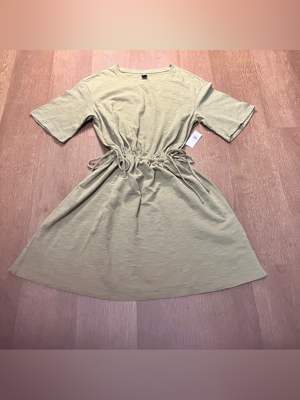 Old Navy Light Sage Cinched Tie-Side Casual Dress (XS)